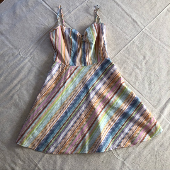 Trina Turk Vintage Y2K Pastel Striped spaghetti strap mini dress - Picture 3 of 9